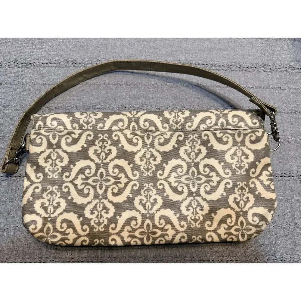 Petunia Pickle Bottom Gray Cream Damask Diaper Bag Clutch Baby Travel Bag